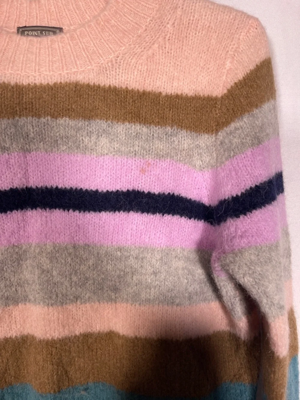 J. CREW POINT SUR WOMENS STRIPED WOOL ALPACA CREWNECK SWEATER MEDIUM MULTICOLOR
